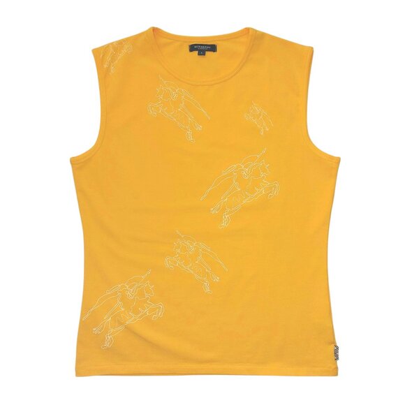 Burberry Yellow Graphic Print Cotton Sleeveless Shirt Women's Size L - Picture 1 of 7